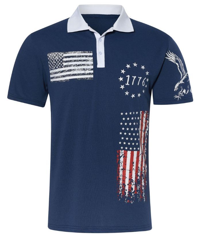 ZITY Men's Flag Printed Golf Polo Shirt-DUMPO06243