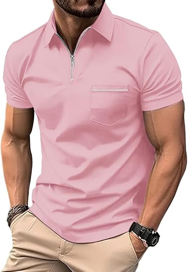 ZITY Men's Quarter Zip Slim Fit Polo Shirt-ZPK008403