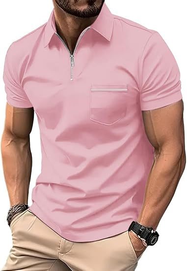 ZITY Men's Quarter Zip Slim Fit Polo Shirt-ZPK008403