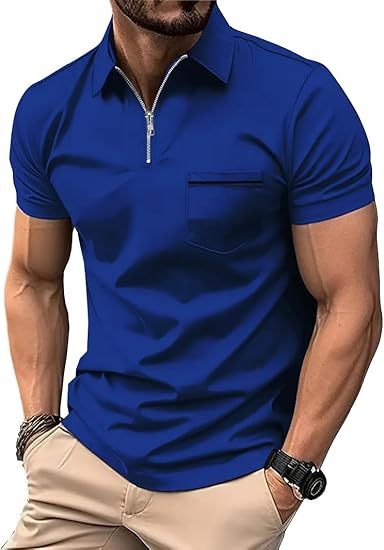 ZITY Men's Quarter Zip Slim Fit Polo Shirt-ZPK008403