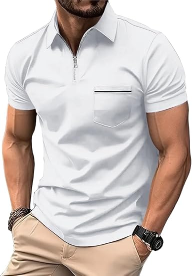 ZITY Men's Quarter Zip Slim Fit Polo Shirt-ZPK008403