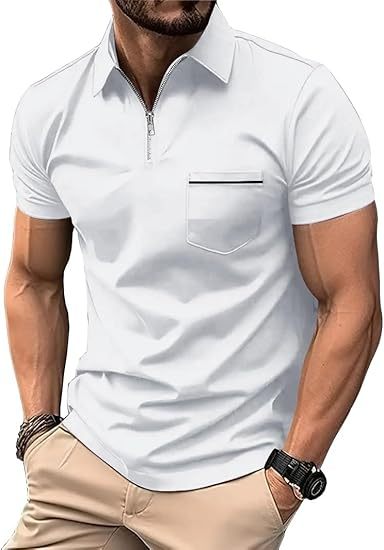 ZITY Men's Quarter Zip Slim Fit Polo Shirt-ZPK008403