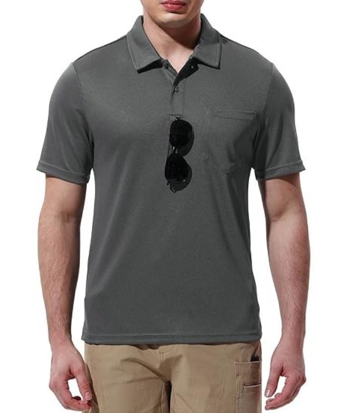 ZITY Men's Button Up Quick Dri Casual Polo Shirt-CEMPO03494