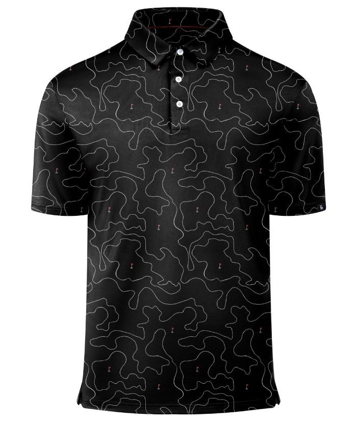 ZITY Men's Button Up Slim Fit Printed Polo Shirt-CUMPO05195