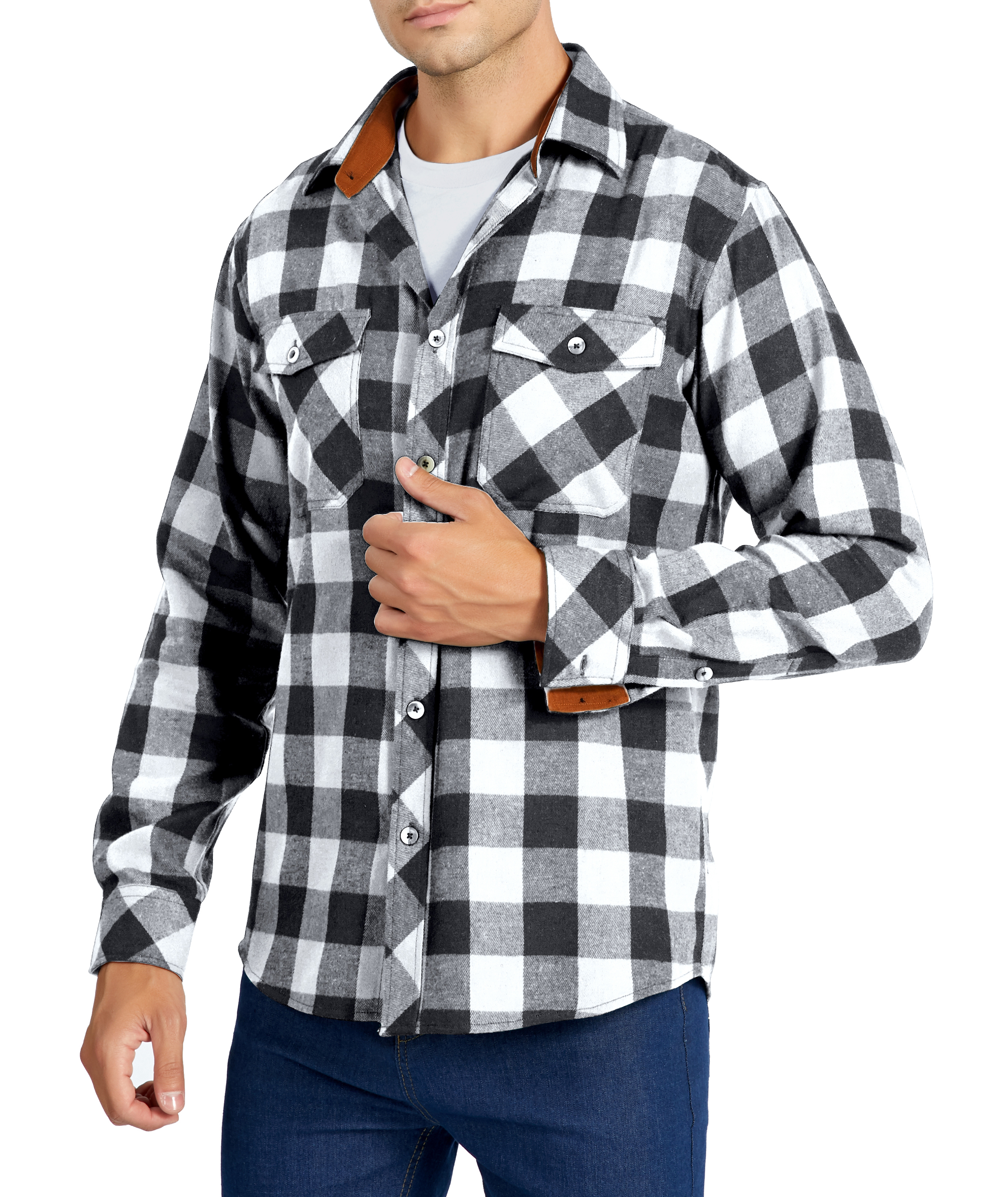 black plaid shirt