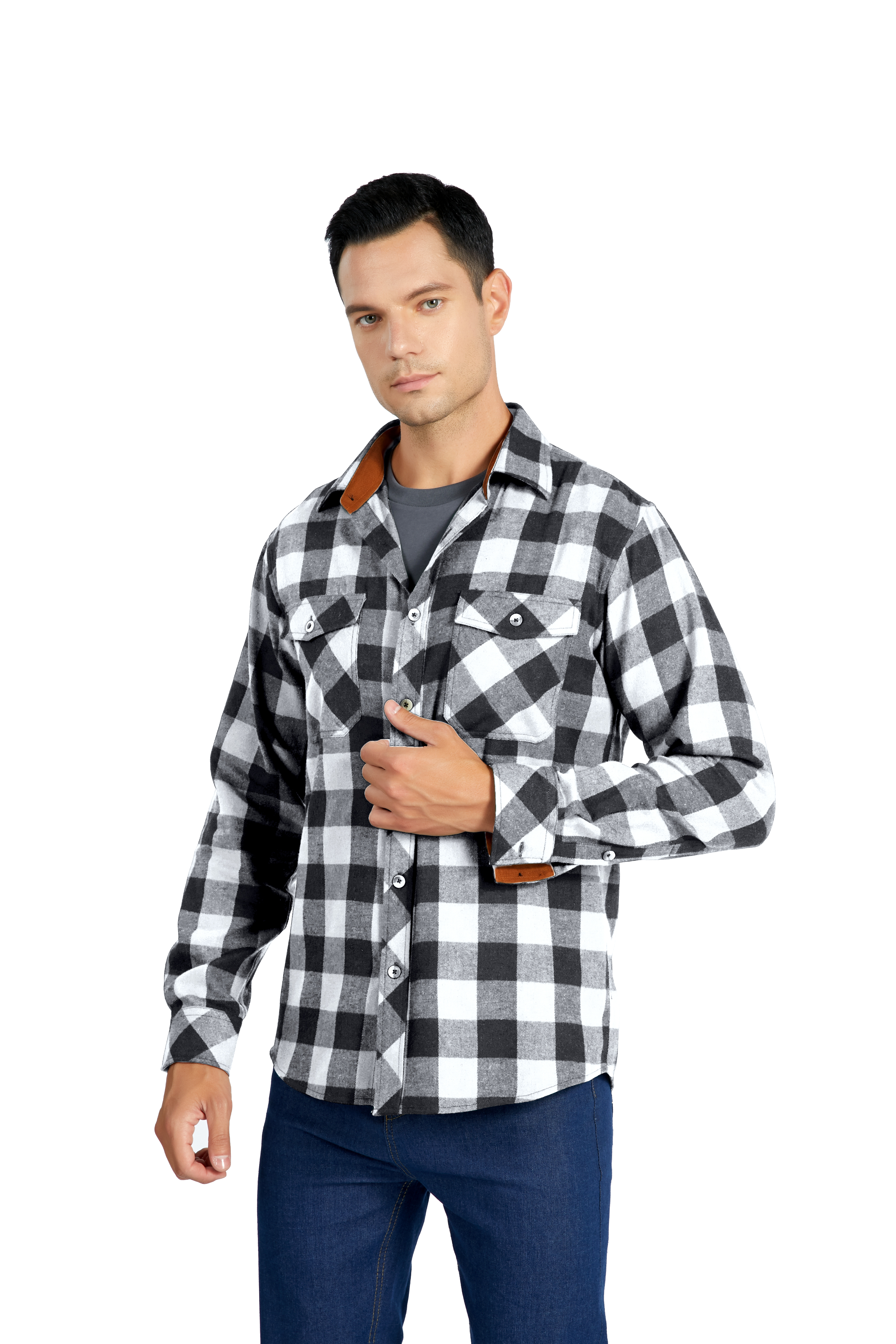 black and white plaid shirt