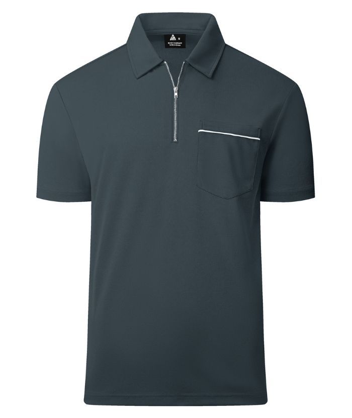 ZITY Men's Quarter Zip Slim Fit Polo Shirt-ZPK008403
