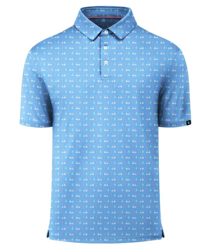 ZITY Men's Button Up Slim Fit Printed Polo Shirt-CUMPO05195
