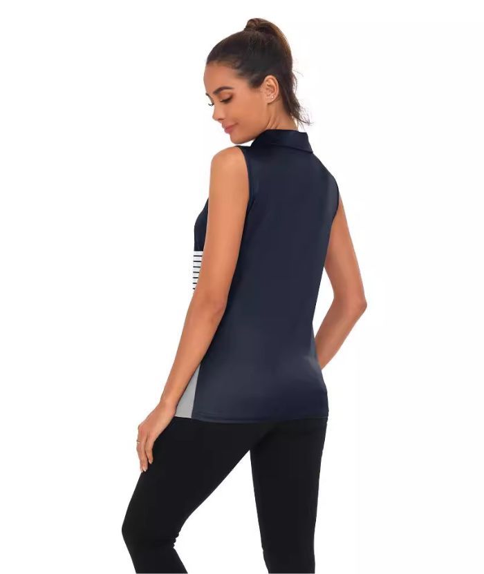 ZITY Women's Casual Polo Shirt Sleeveless Striped Golf Top-ZPK010575|Zitysports