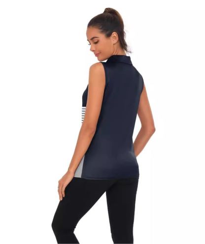 ZITY Women's Casual Polo Shirt Sleeveless Striped Golf Top-ZPK010575|Zitysports