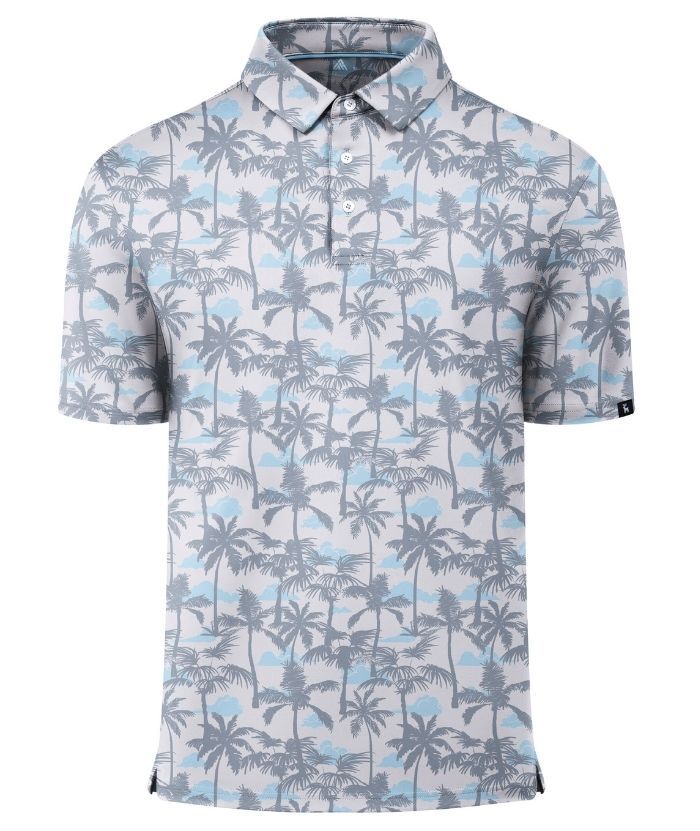 ZITY Men's Button Up Slim Fit Printed Polo Shirt-CUMPO05195