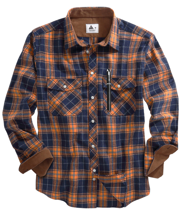 ZITY Men's Plaid Button Up Shirt with Flap Pocket Spring Fall Top-ZPK006565 | Zitysports