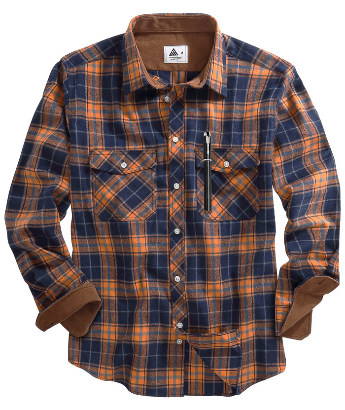 ZITY Men's Plaid Button Up Shirt with Flap Pocket Spring Fall Top-ZPK006565 | Zitysports