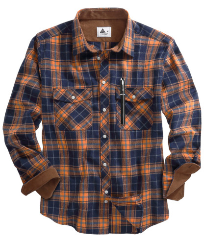 ZITY Men's Plaid Button Up Shirt with Flap Pocket Spring Fall Top-ZPK006565 | Zitysports