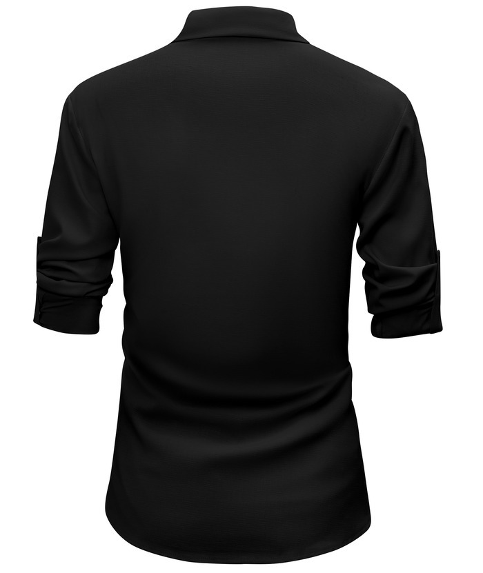ZITY Men's Long Sleeve Button Up Polo Shirt-CUMLS01287