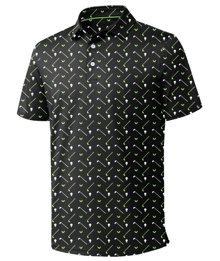 ZITY Men's Button Up Slim Fit Printed Polo Shirt-CUMPO05195
