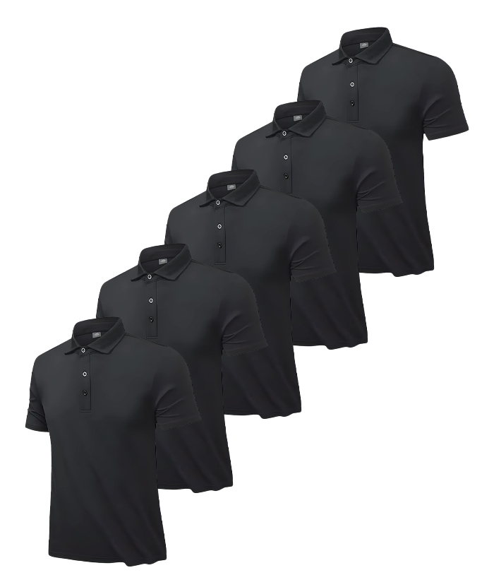 5 Pack Men's Summer Solid Color Dry Fit Polo Shirt-DZUHE00173