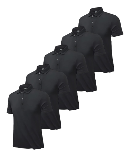 5 Pack Men's Summer Solid Color Dry Fit Polo Shirt-DZUHE00173