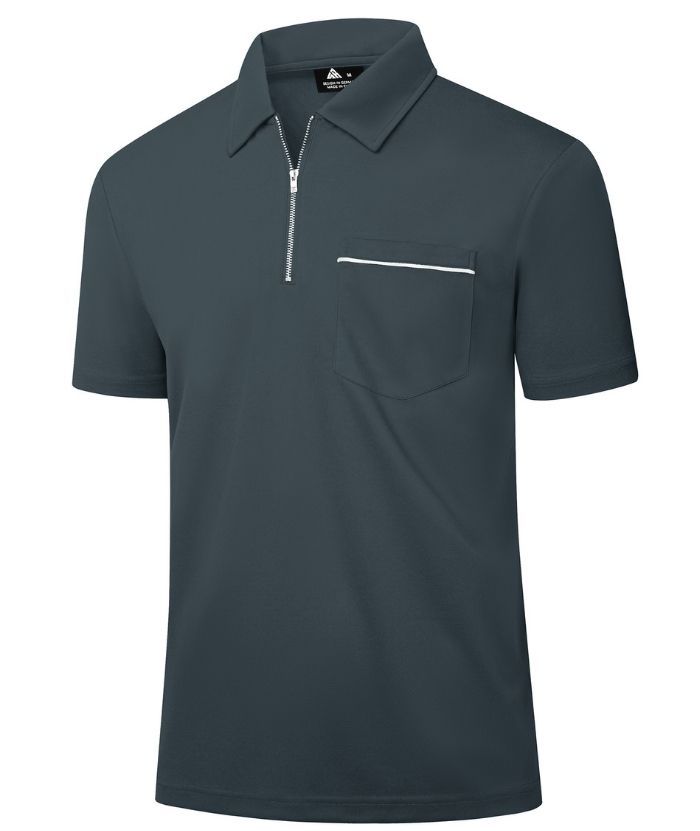 ZITY Men's Quarter Zip Slim Fit Polo Shirt-ZPK008403