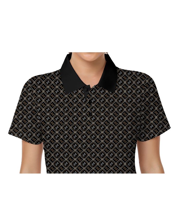 ZITY Women's Button Up Printed Golf Polo Shirt-CUWPO02027