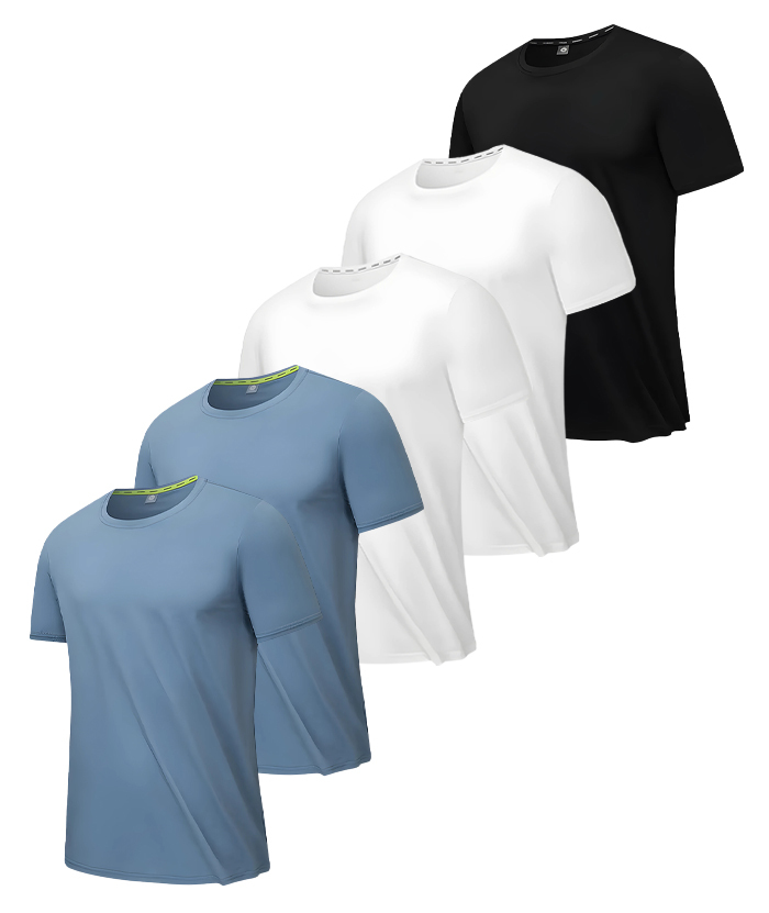 5 Pack Men's Round Neck Dry Fit Sports T-Shirt-DZUHE00183