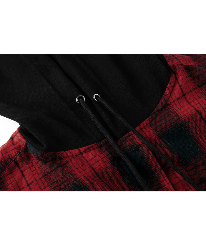 ZITY Men's Button Up Long Sleeve Plaid Hoodie-CUMLT03681|Zitysports