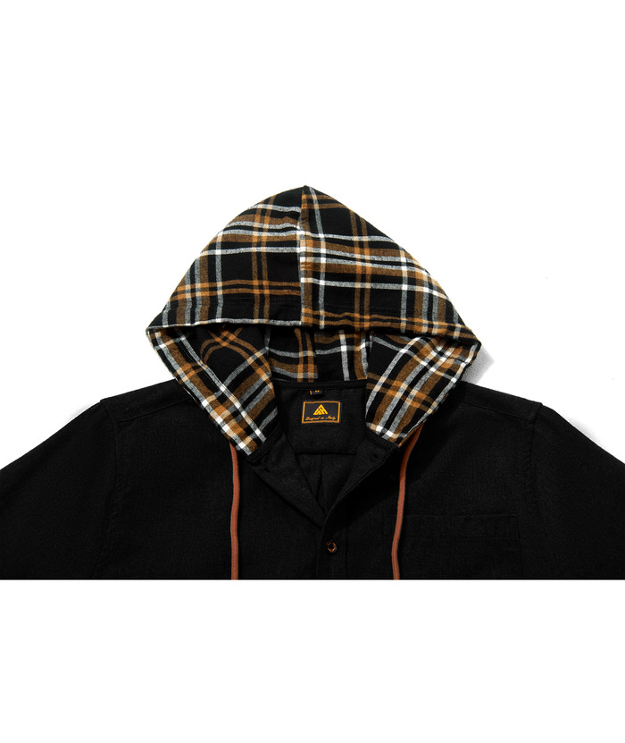 ZITY Men's Color Block Button Plaid Hoodie Shirt-ZPK007042 | Zitysports