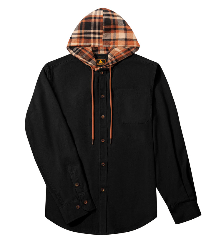 ZITY Men's Button Up Plaid Flannel Hoodie-ZPK007043 | Zitysports