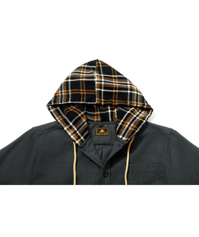ZITY Men's Color Block Button Plaid Hoodie Shirt-ZPK007042 | Zitysports