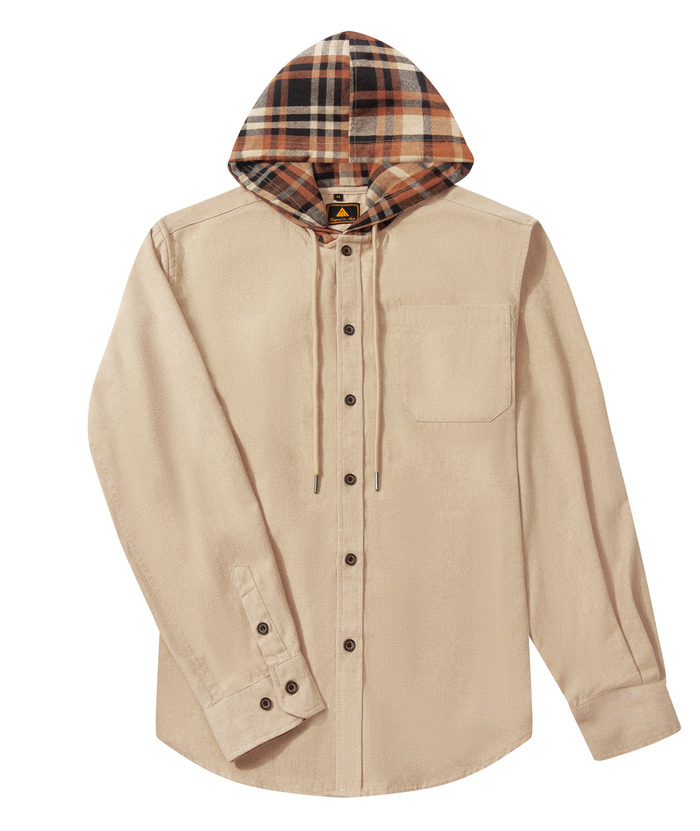 ZITY Men's Button Up Plaid Flannel Hoodie-ZPK007043 | Zitysports