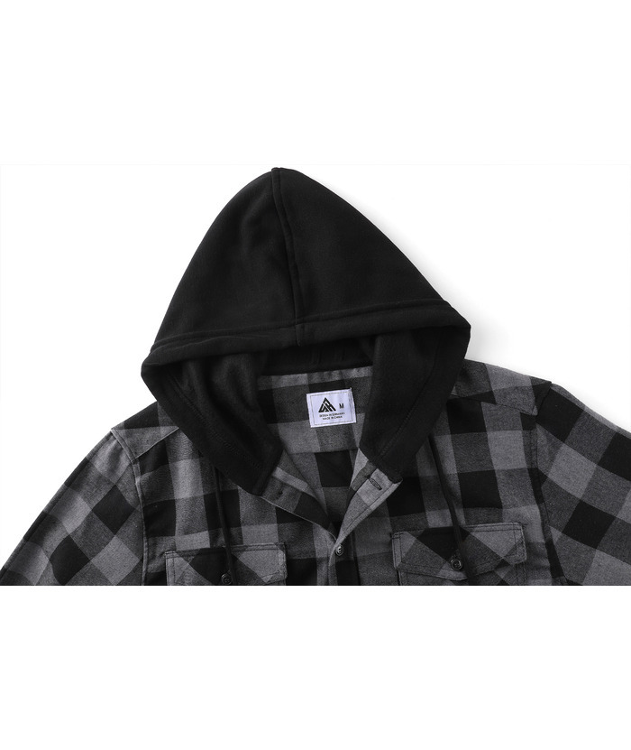 ZITY Men's Button Up Long Sleeve Plaid Hoodie-CUMLT03681|Zitysports