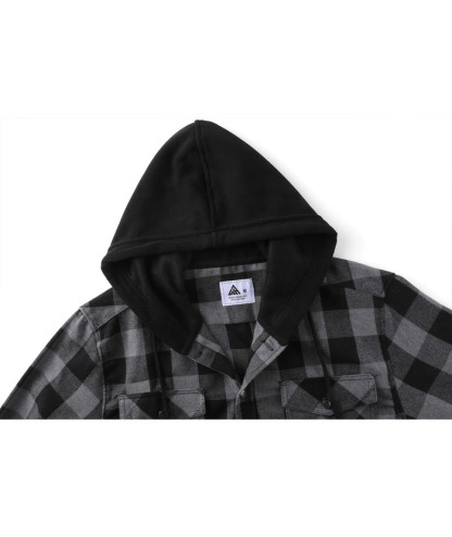 ZITY Men's Button Up Long Sleeve Plaid Hoodie-CUMLT03681|Zitysports