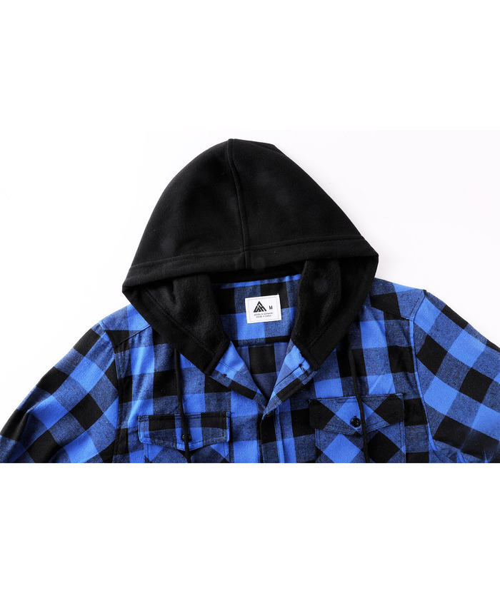 ZITY Men's Button Up Long Sleeve Plaid Hoodie-CUMLT03681|Zitysports