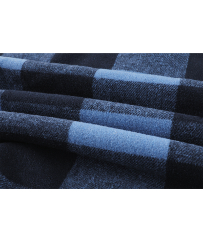 ZITY Men's Long Sleeve Full Zipper Plaid Fleece Shirt-CUMJA04084