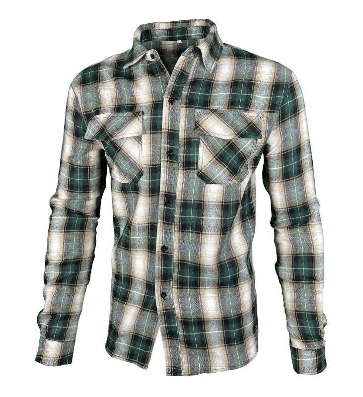 ZITY Men’s Spring Casual Plaid Long Sleeve Collared Shirt–DUMLT06595