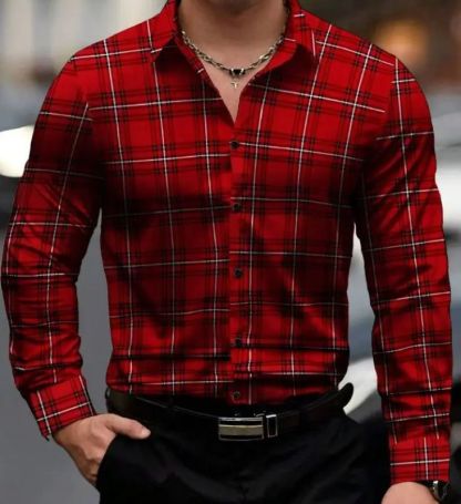 ZITY Men’s Classic Plaid Long Sleeve Casual Shirt–DUMLT06588