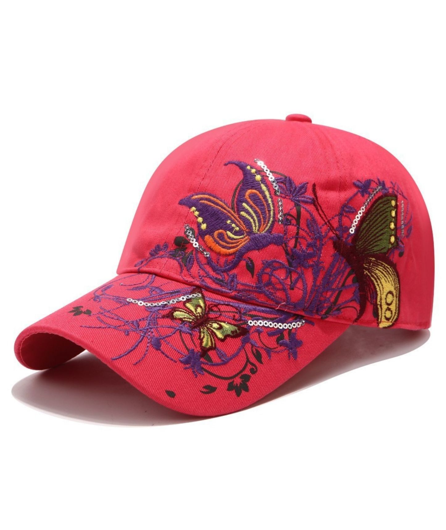 ZITY Womens Embroidered Butterfly Sequin Baseball Caps Adjustable Cotton Summer Hats
