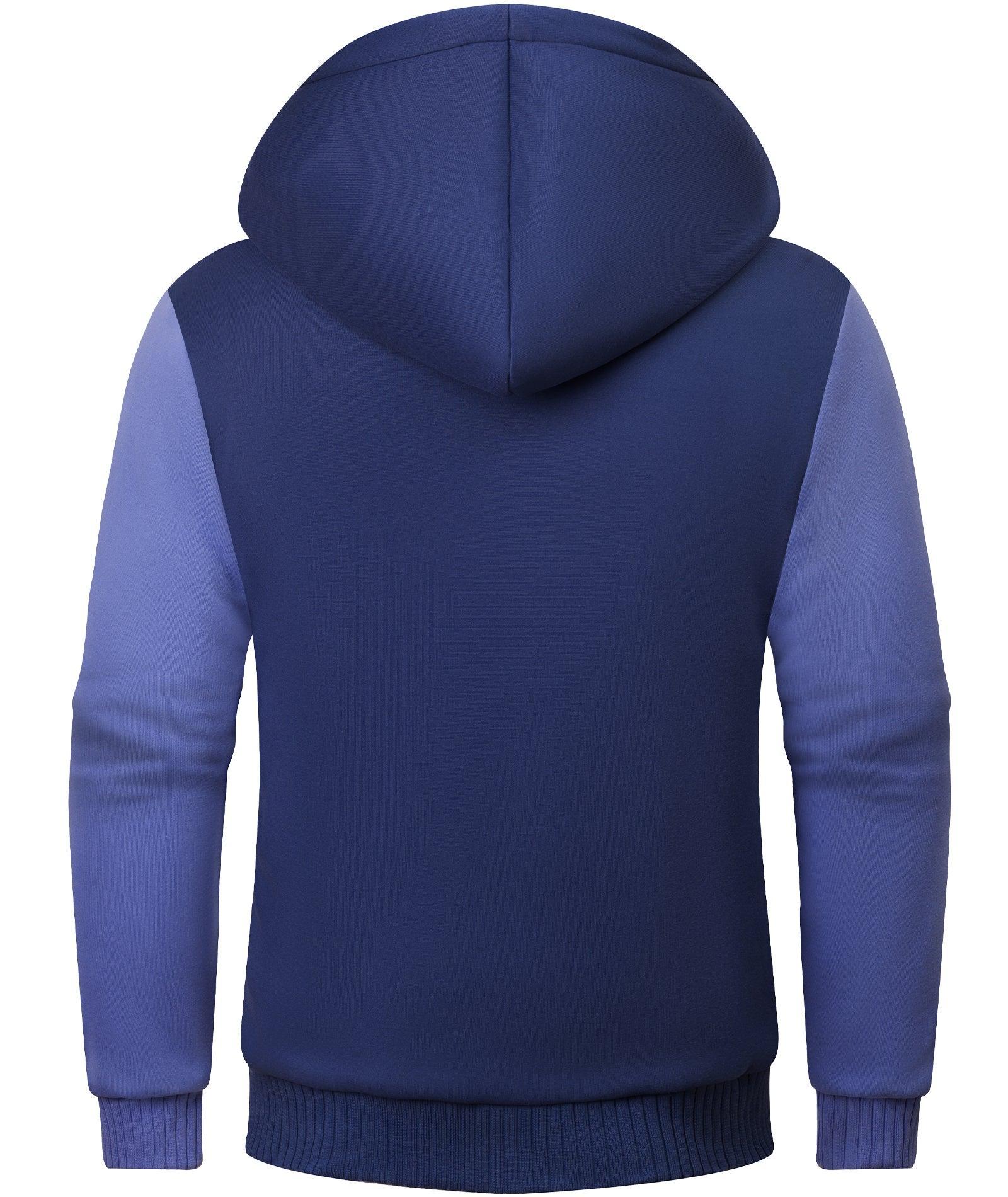 ZITY Men's Full Zip Up Contrast Color Fleece Hoodie-zity1712