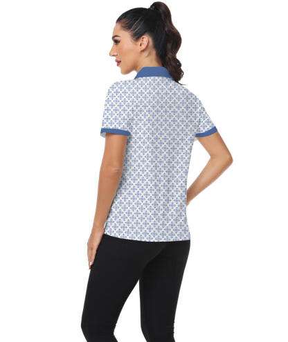 ZITY Women's Ethnic Pattern Slim Fit Golf Polo Shirt-CUWPO01353