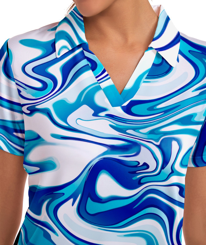 ZITY Women's Color Print Short Sleeved Quick Dry Casual Golf Polo Shirt-ZPK003142 | Zitysports