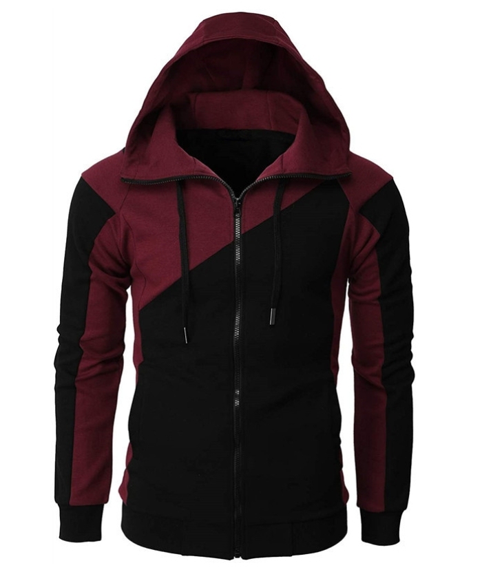 ZITY Men's Color Black Zipper Hooded Long Sleeve Lightweight Hoodie-DUMFH04864 | Zitysports
