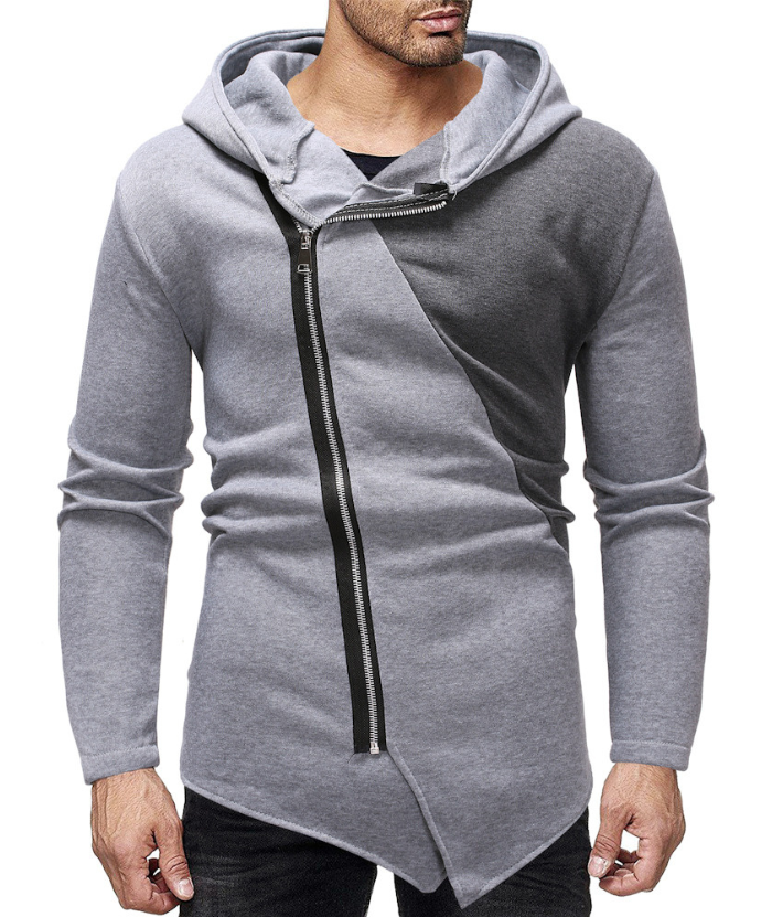 ZITY Men's Sweatshirt Oblique Zipper Stitching Design Hoodie-DUMHD04971|Zitysports
