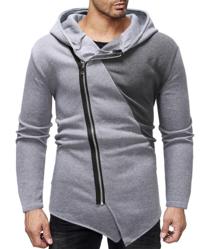 ZITY Men's Sweatshirt Oblique Zipper Stitching Design Hoodie-DUMHD04971|Zitysports
