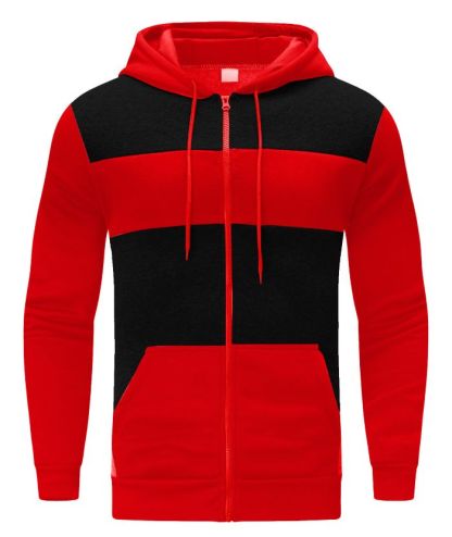 ZITY Men's Polyester Long Sleeve Color Block Full Zip Casual Hoodie-DUMFH04995|Zitysports