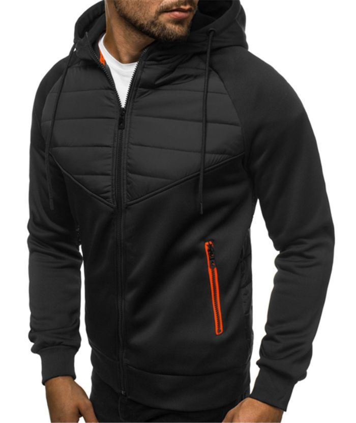 ZITY Men's Slim Fit Full Zip Contrast Color Casual Hoodie-DUMFH05005|Zitysports