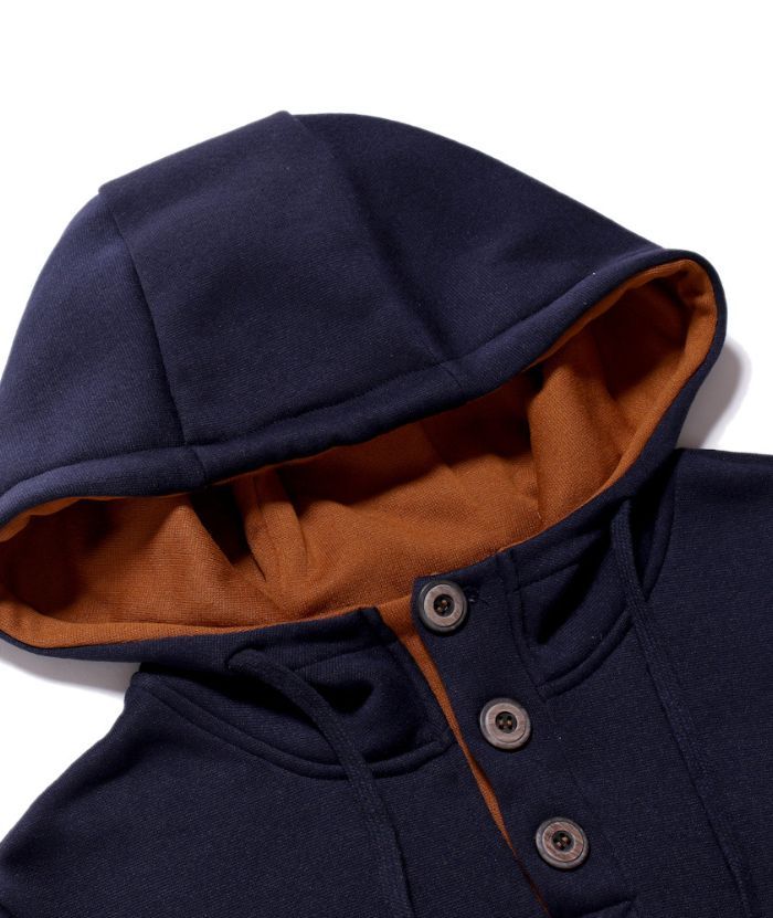 ZITY Men's Fashion Button Fleece Casual Long Sleeve Outdoor Hoodie-DUMFH05034|Zitysports