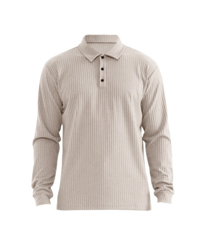 ZITY Men's Solid Color Sports Fitness Vertical Strip Knit Polo Shirt-DUMFH04835 | Zitysports