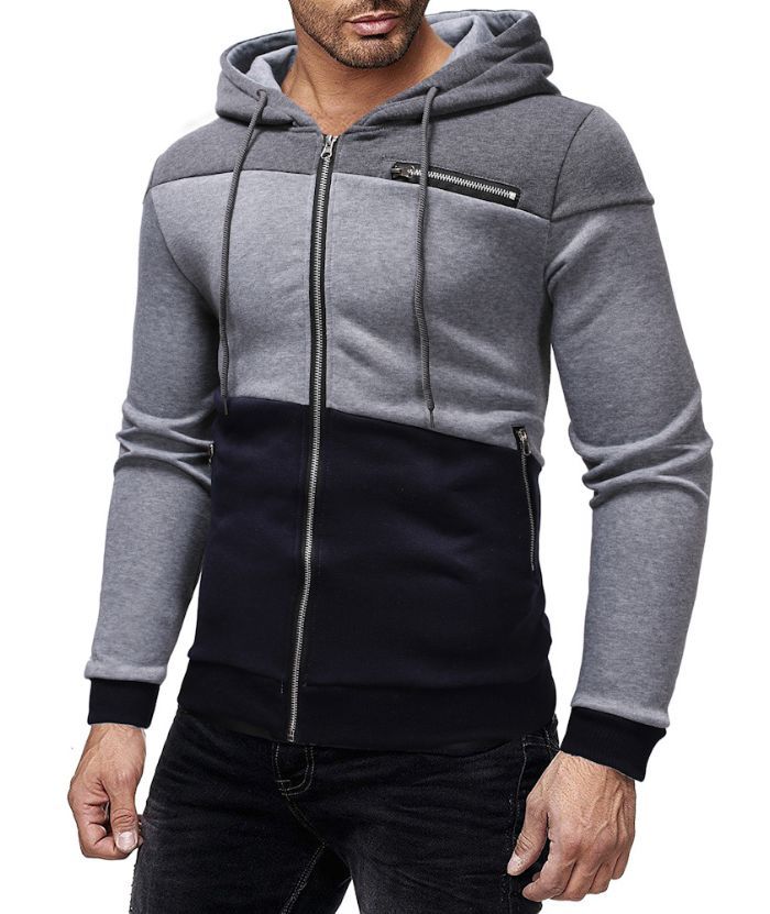 ZITY Men's Long Sleeve Three Color Splicing Cotton Hoodie-DUMFH05106|Zitysports