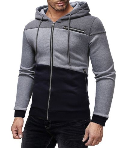 ZITY Men's Long Sleeve Three Color Splicing Cotton Hoodie-DUMFH05106|Zitysports