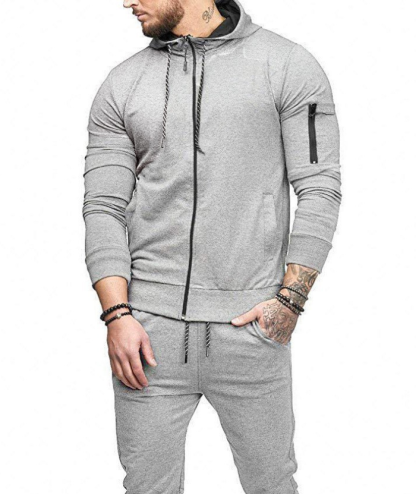 ZITY Men's Slim Fit Sportswear Autumn Hooded Sweater Suit-DUMFH04991|Zitysports